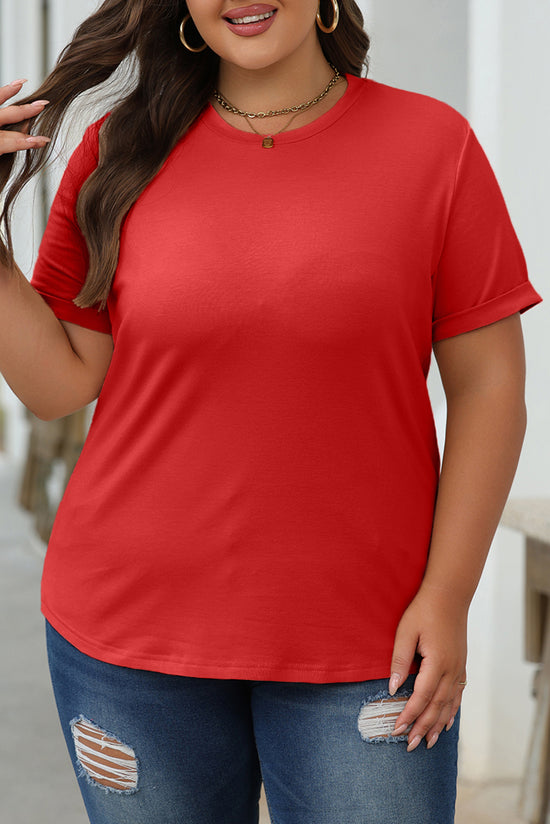 Tee de la tripulación de la tripulación de la llanura de la llanura roja