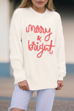 Striatro di Natale Merry Bright Letter White Striped