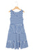 Sky Blue Stripe U Neck Maneveless Fit Fit Mini Vestido