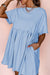 Vestido de babydoll de borde crudo de color sólido azul cielo