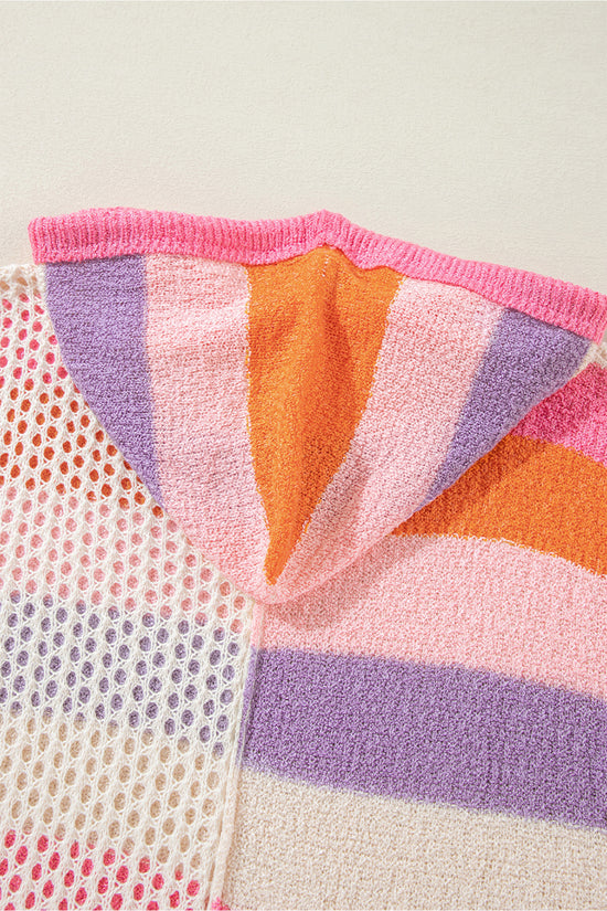 Caro amante bege de tamanho grande colorblock v pescoço com capuz