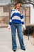 Stripe blu a strisce colorblock polo collare uncinetto maglia a maglia
