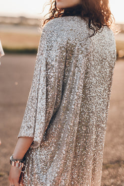 Apricot Sequin 3/4 manga abierta placa frontal kimono