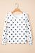 White Polka Dot Print Round Neck Frilled Long Sleeve Blouse