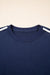 Dirty blue Varsity Striped Detail Crewneck Pullover Elastic Sweatpants 2pcs Outfit