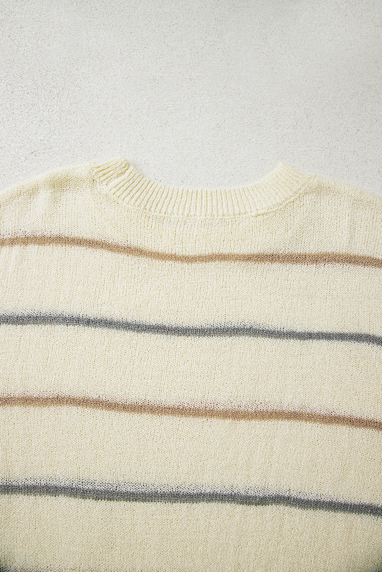 Maglione di spalla a filo a coste multicolori a strisce