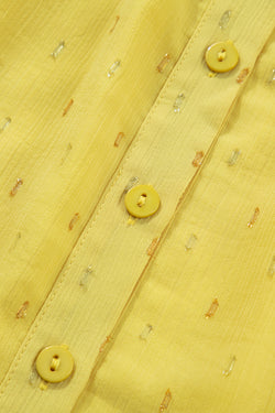 Beige Metallic Jacquard Short Sleeve Shirt