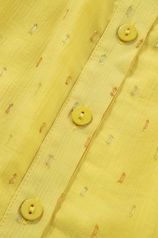 Beige Metallic Jacquard Short Sleeve Shirt