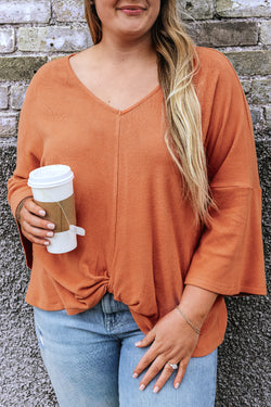 Fiamma dorata Plus Size Twist Hem Grena a costola della manica del braccialetto