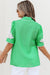 Green Floral Ric Rac Edge Solle Sleeve Botton Up Sump