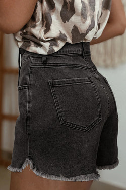 Padrones grises grises crudos pantalones cortos de mezclilla de cintura alta
