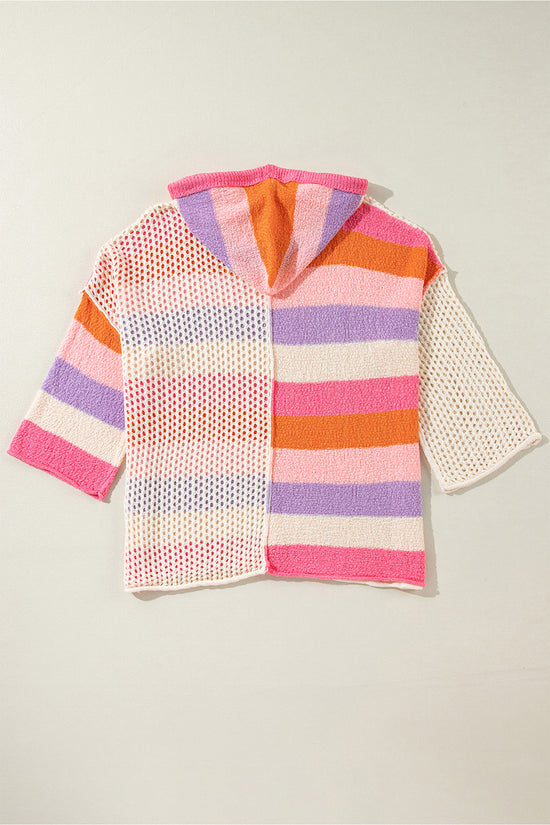 Caro amante bege de tamanho grande colorblock v pescoço com capuz
