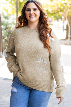 Khaki Star Pattern Drop Shoater Plus size