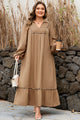 Pulseira castanha com decote em V e leopardo, vestido longo plus size