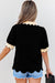 Contrasto colore nero Controllo a v manicotto con manicotto per soffio a v collo