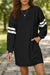 Fiery Red Varsity Contrast Banded Sleeve Shift Sweatshirt Dress