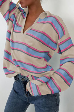 Stripe di albicocche Colletto a V COLLA GLI SCLICE SCARICO
