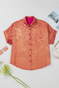 Rose rojo de talla grande de talla metálica de manga corta