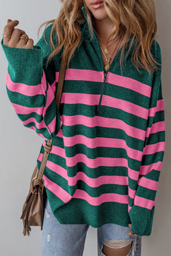 Camisinho de zíper em grande tamanho de colarinho verde