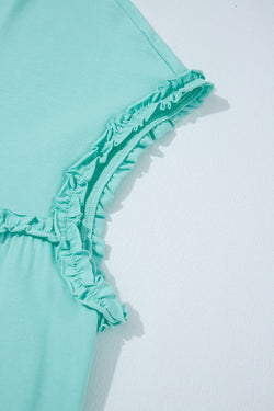 Menta verde brimele fritturato collo sciolto mini abito