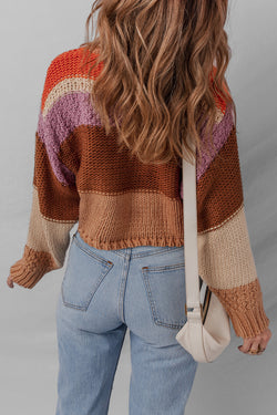 Maglione a maglia a maglia a goccia colorblock multicolore