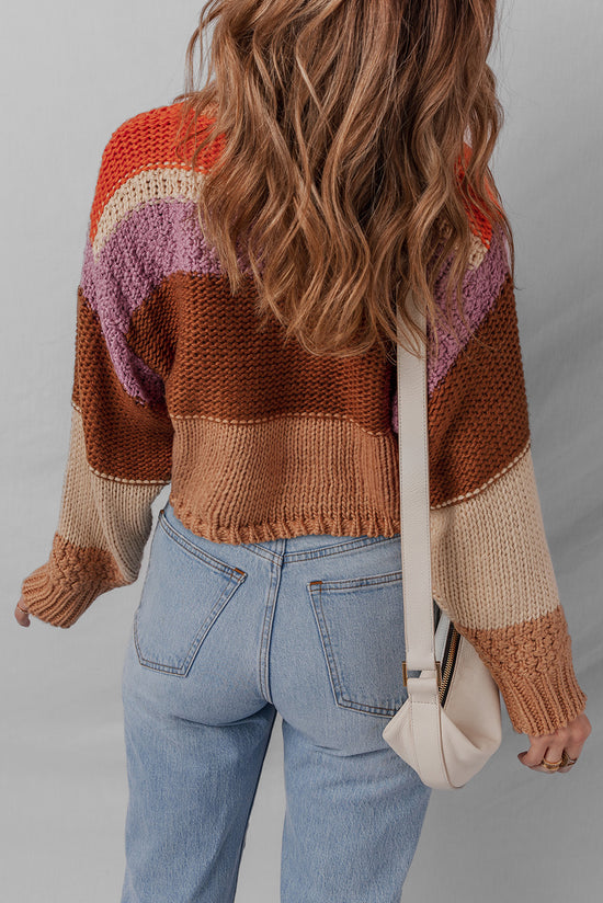 Maglione a maglia a maglia a goccia colorblock multicolore