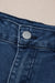 Sail Blue Shorts de jean de la taille haute de l'ourlet feston