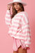 Stripe Pink Half Bottons Drop Callo maglione