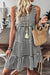 Sky Blue Stripe U Neck Maneveless Fit Fit Mini Vestido