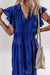 Bluant à manches courtes à pied à collier V robe midi à plusieurs niveaux de cou