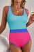 Patchwork Blocco a colori blu islandese con costume da bagno a un pezzo