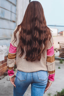Simplesmente TAUPE colorblock exposto com costura redonda do pescoço