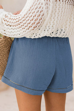 Shorts de papier papier de gaze en coton bleu