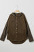 Dark Brown Button Up Contrast Knitted Sleeves Hooded Jacket