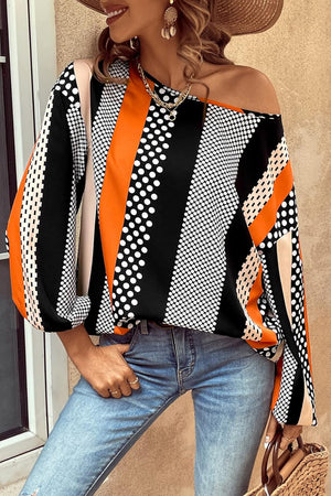 DOT de bolinhas laranja listrada vertical impressa blusa de manga