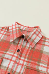 Plaid Flap Pocket Long Sleeve Shacket