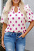 Black Polka Dot Stampa giogo a shirted coglione manica a palloncini.