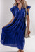 Bluant à manches courtes à pied à collier V robe midi à plusieurs niveaux de cou