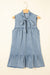 Beau Blue Bowknot Neck sin mangas con volantes Vestido de chambray