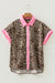 Leopard Print Contrasted Trim Animal Short Sleeve Shirt