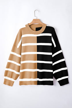 Blue Stripe Colorblock Sweater de grandes dimensões