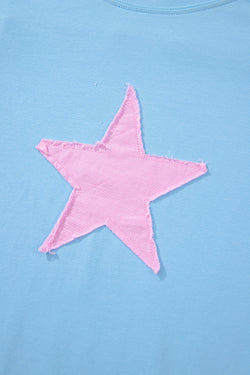 Camiseta de gran tamaño de la estrella de mezclilla de mezclilla de mezclilla aruba