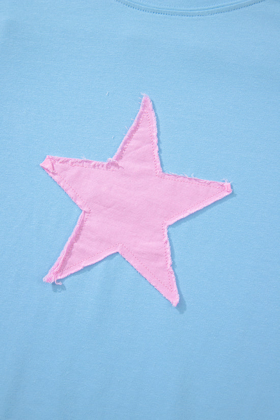 Camiseta de gran tamaño de la estrella de mezclilla de mezclilla de mezclilla aruba