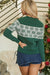 Verde Christmas Snowflake Ditted Print redond suéter no pescoço