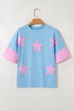 Camiseta de gran tamaño de la estrella de mezclilla de mezclilla de mezclilla aruba