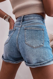 Ashleigh Blue Rhinestone Embellished Denim Shorts