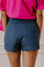 Sail Blue Shorts de jean de la taille haute de l'ourlet feston
