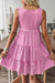 Sky Blue Stripe U Neck Maneveless Fit Fit Mini Vestido