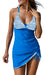 Sky Blue Fery Tribal Floral Stampa in pizzo su un costume da bagno con un pezzo