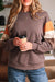 Dark Khaki Color Block Drop Shoulder Pullover Casual Sweatshirt